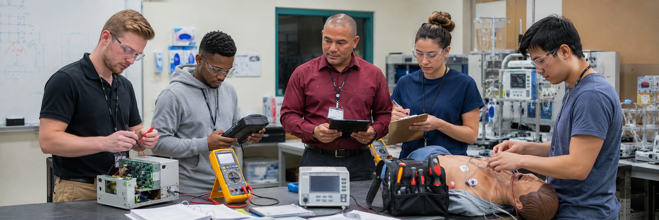 Biomedical equipment repair shop bench calibration with an electrical safety analyzer